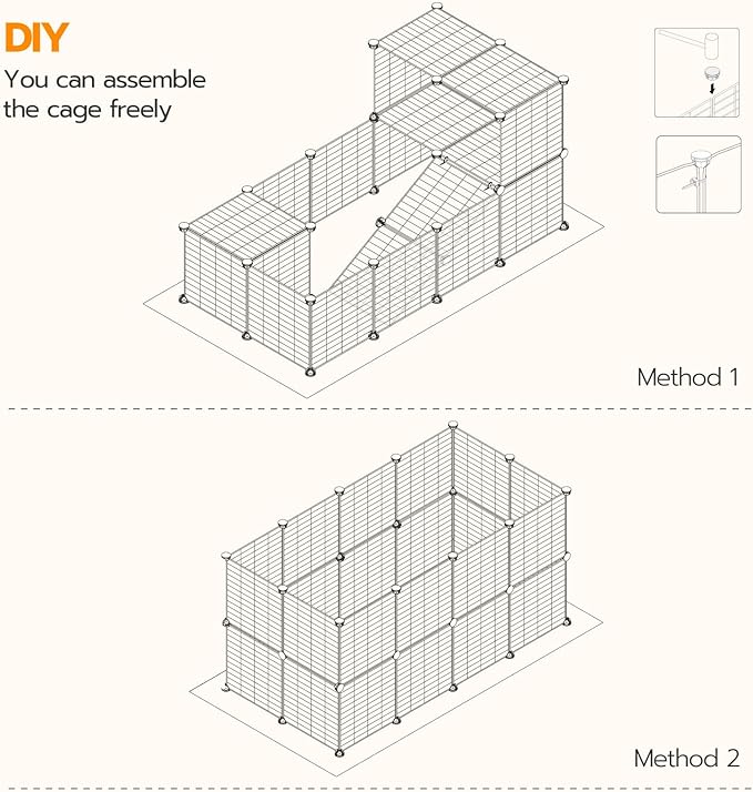 HOOBRO Guinea Pig Cage with Waterproof Mat, 24 Panels Small Animal Playpen, Rabbit Cage, Bunny Cage, Chicken Cage, Pet Playpen, Indoor Outdoor Yard Fence, 57 x 31.5 x 23.6 Inches, Black BK03PP03