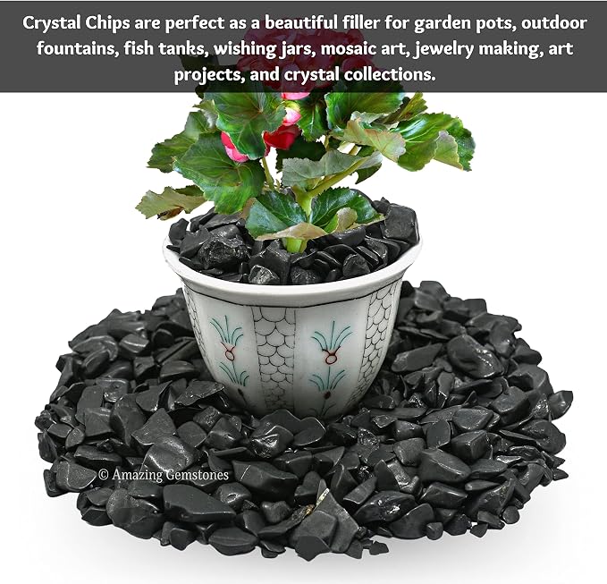 Shungite Crystal Chips Aquarium Gravel Rocks - Bulk Fish Tank Gravel, Small Tumbled Stone and Tiny Crystals for Decoration (Natural AAA Grade Gemstones)