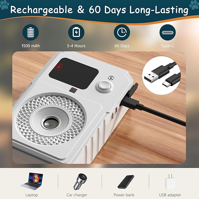 Anti Barking Devices, Ultrasonic Dog Bark Deterrent Devices, Dog Barking Control Device, Rechargeable Dog Silencer, Bark Box, Dog Barking Stopper for Dogs Training Indoor & Outdoor (White)