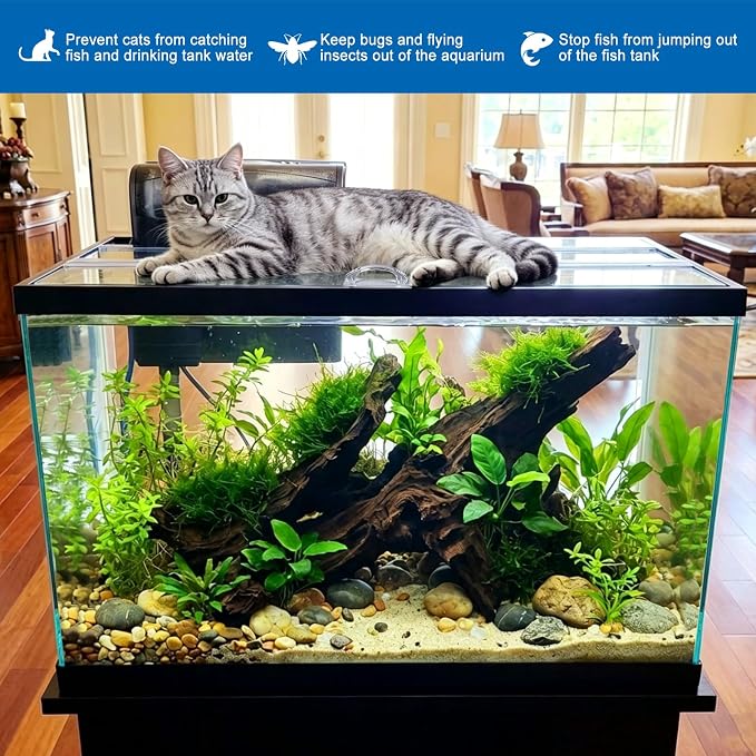 29.21in(L) × 12.4in(W) X0.16in(Thickness) Foldable Glass Fish Tank Lid, Aquarium Hood top lid Cover Suitable for 29 Gallon Aquarium Fish Tank