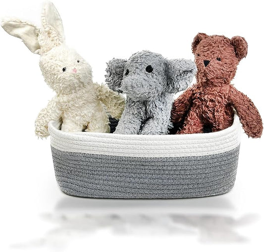 Plush Durable Cotton Dog Toys with Coconut Fill for All Pet Breeds, Bear Bunny Elephant (with Basket), One Size