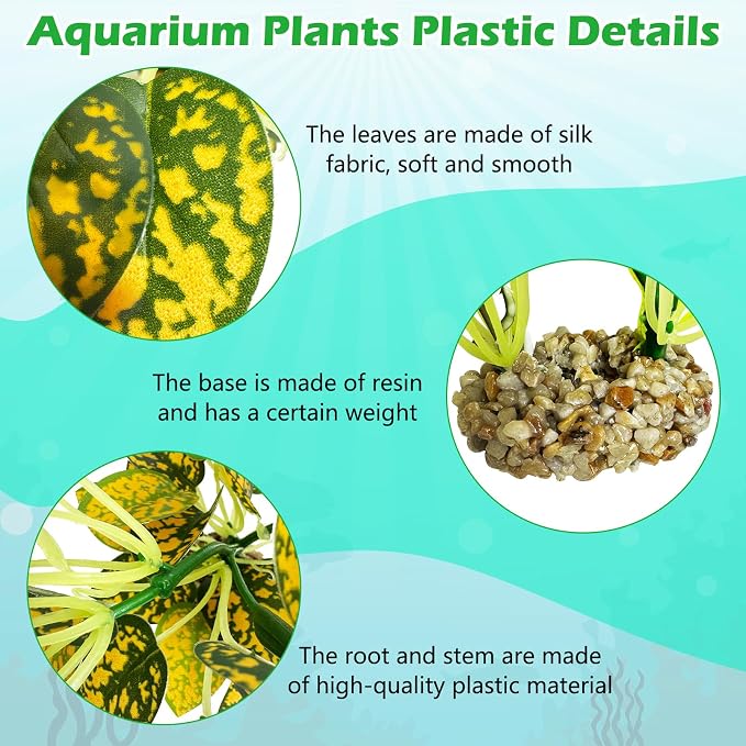 Hamiledyi Silk Aquarium Plants 8.7" Tall Artificial Green Plants for Fish Tank Aquarium Fake Aquatic Plant Lifelike Water Grass Ornament for Fish Tank(2PCS,Style C)