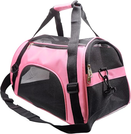 ZaneSun Cat Carrier,Soft-Sided Pet Travel Carrier for Cats,Dogs Puppy Comfort Portable Foldable Pet Bag Airline Approved (Medium-LightPink)