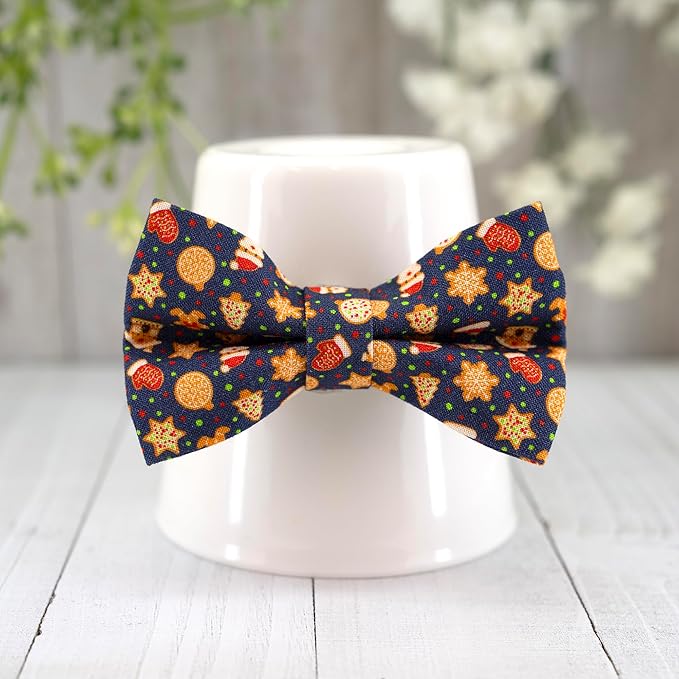 Ultra Joys Cat Collar - Breakaway Safety, Bells & Bowtie Gingerbread Man Small