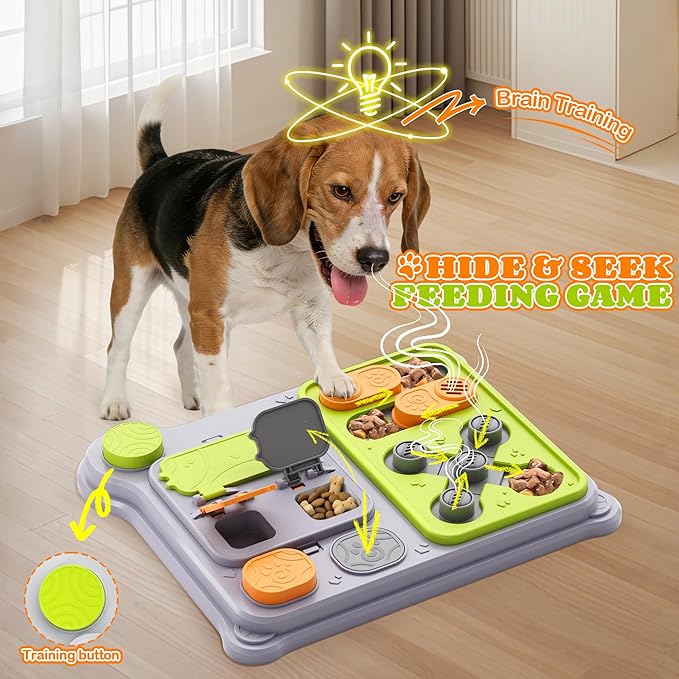 Dog Puzzle Toy Slow Feeder, Interactive Dog Toys for IQ Training & Mental Stimulation, ABS Easy Clean Detachable Tray Non-Slip Base, Enrichment Toys for Dogs, Green