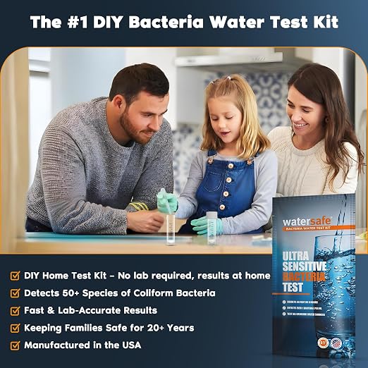 Watersafe® Bacteria Water Test Kit – USA-Made – Results as Fast as 6 Hours – Detects Coliform (Inc. E. coli) & Non-Coliform Bacteria in Drinking, Well & Tap Water – Lab-Quality Testing – 12 Pack