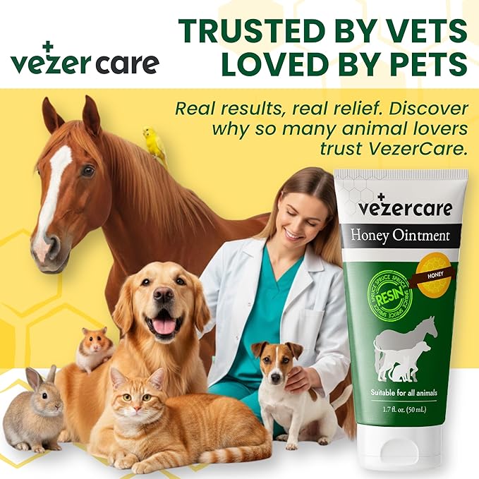 Honey Balm Ointment with Spruce Resin for Dogs, Cats & Horses, Natural Wound Care Gel, Hot Spot Treatment, Itchy Skin Relief, Dog and Cat Wound Care, 1.7oz, Made in Finland, Antifungal & Steroid Free