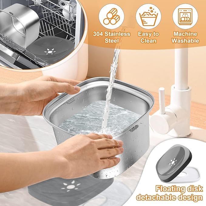 Decflow 3L Dog Water Bowl, Slow Water Bowl for Dogs, No Spill Water Bowl for Dogs, Spill Proof, No Splash Dog Water Bowl, Stainless Steel Slobber Stopper Water Bowl for Messy Drinkers