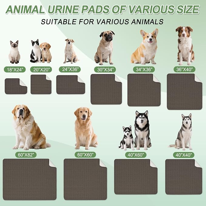 Washable Pee Pads for Dogs, Reusable Puppy Pads Dog Pads, Non-Slip Dog Pee Pads, Leakproof Pet Pee Pads Wee Wee Pads for Dogs. (Coffee, 60"x82"(Pack of 1))