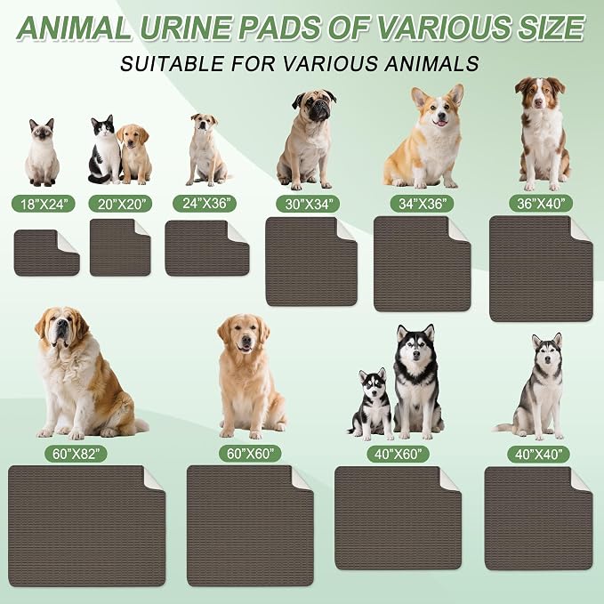 Washable Pee Pads for Dogs, 2 Pack Reusable Puppy Pads Dog Pads, Non-Slip Dog Pee Pads, Leakproof Pet Pee Pads Wee Wee Pads for Dogs. (Coffee, 24"x36"(Pack of 2))