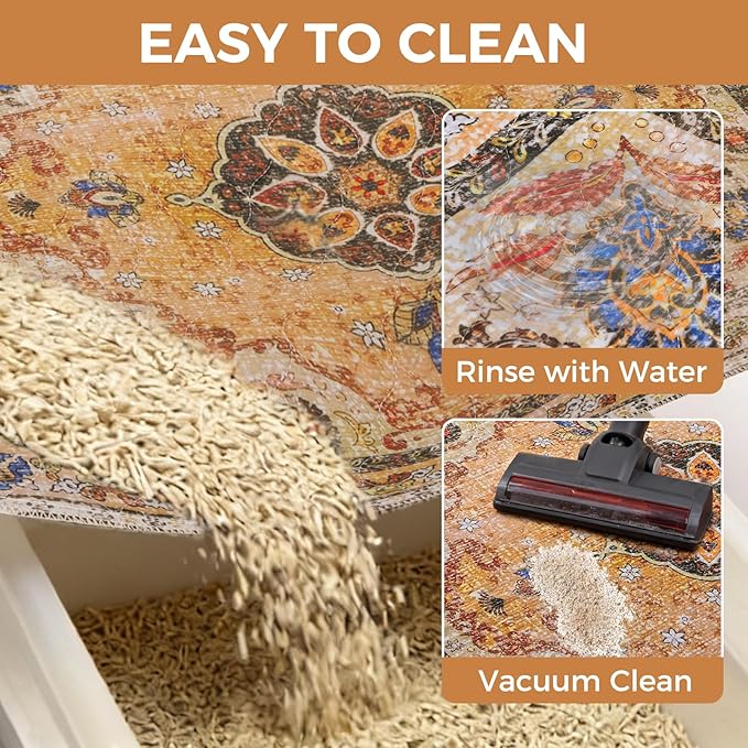 Homimp Cat Litter Mat, Litter Trapping Mat 2 Pack, Contains Mess from Box, Protects Floors,Urine Waterproof,Non-slip,Less Waste Cat Litter Box Mat,Soft on Kitty’s Paws,Washable,Absorbent,Khaki 24"X36"