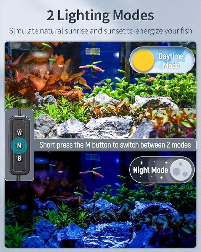 Pawfly 18 W Terrarium Reptile LED Light for 24" to 30" Terrarium Extendable Reptile Tank Light with Full Spectrum Brilliant White Blue Red Lights with Day & Night Modes and Adjustable Brightness
