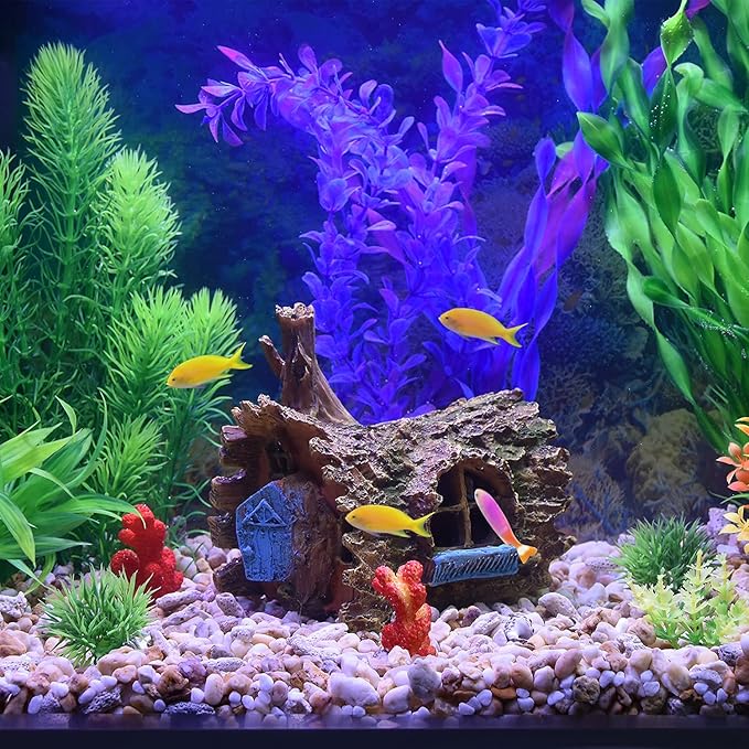 fazhongfa Fish Tank Decorations Betta House Hide Cave Aquarium Ornament Small and Medium Fish Accessories Fish Resin Toys Hideouts Aquarium Backgrounds