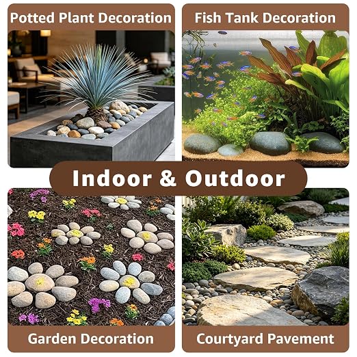5lbs Natural Large River Rocks, 4"-7" Premium Pebbles, Decorative Stones | Water-Washed, Hand-Picked, for Fish Tank, Garden, Paving, Fountain, Walkways and Outdoor Landscaping Pathways, Backyard