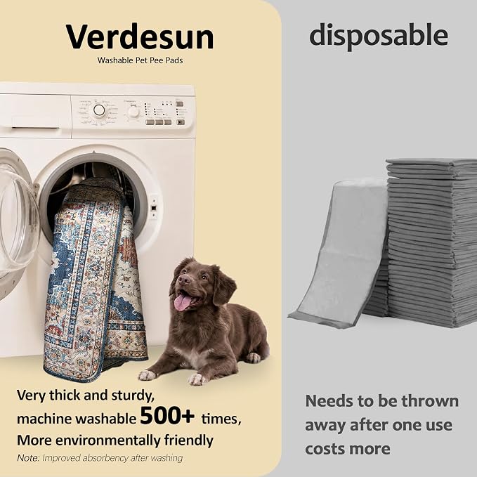 Washable Pee Pads for Dogs, Reusable Puppy Potty Training Pads, Ultra-Absorbent Thick Waterproof Leak-Proof Non-Slip Pads & Mat for Crate, Playpen, Floor, Whelping & Housebreaking , 2 Pack 36"x36"