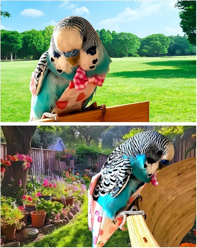 6Pcs Bird Diapers Bird Harness Flight Suits Diapers Reusable Parrot Nappy with Waterproof Inner Layer Washable Cute Urine Wet Suit Costume for Cockatiel Conure Budgie Macaw Parakeet, L
