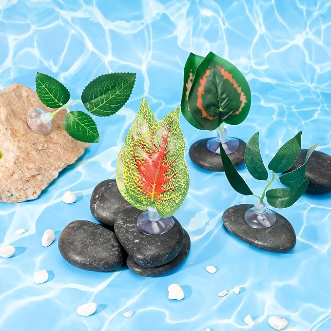 Patelai 9 Pcs Betta Hammock Bed Leaf Silk Plants Aquarium Pad 9 Style Aquarium Fish Tank Plant Leaves Decorations with Suction Cup for Resting Simulating Habitat, Betta Playing 、Spawn Breed