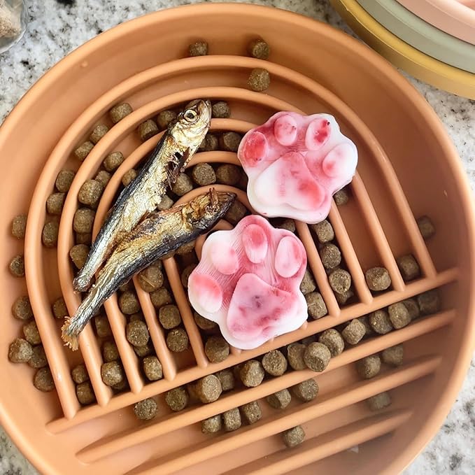 Should We Go? Slow Feeder for Dogs & Puppies, The Slowdown Bowl Silicone Slow Eating Modern Lick Mat Design, Reduces Gulping, Fits 2 Cups 7.5” Across x 1.5” Tall, Mealtime Challenge, Medium-Terracotta