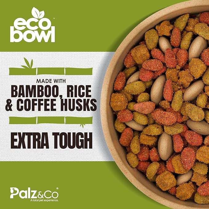 Palz&Co EcoBowl Slow Feeder for Dogs & Cats, 28 oz Beige - Natural Bamboo Puzzle Pet Bowl with Non-Slip Base for Slower Eating & Better Digestion, Dishwasher Safe
