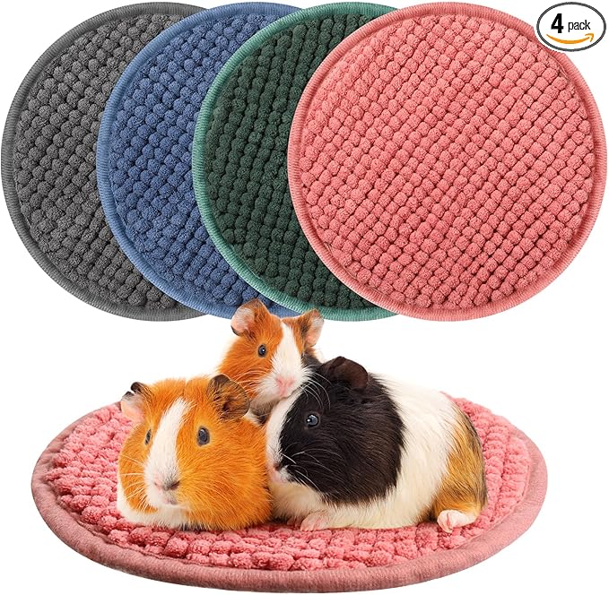 Amylove 4 Pcs Guinea Pig Cage Liner Washable Fleece Pee Pads Pet Dog Cat Bedding Training Mat for Small Animal Guinea Pig Puppy Bunny Hamster(Diameter 7.8 Inch,Round,Mixed Color)