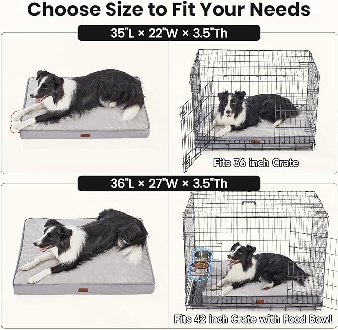 OhGeni Orthopedic Waterproof Dog Bed for Medium Large Dogs, Machine-Washable Removable Cover in Easy-Clean Fabric, High Density Foam & Easy-Carry Handle, Suitable for Crate, 35 inch (Black)