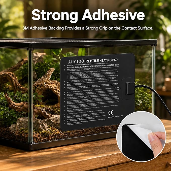Aiicioo Reptile Heating Pad - Hermit Crab Heater Heat Mat for Reptiles Snake Lizard Terrarium 16 Watt
