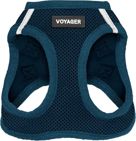 Best Pet Supplies Voyager Step-in Air Harness - All Weather Mesh, Reflective, No Pull Harness for Dogs, Cats - Secure with Hook & Loop Fastener, Buckle, Double D-Rings - Blue, XL