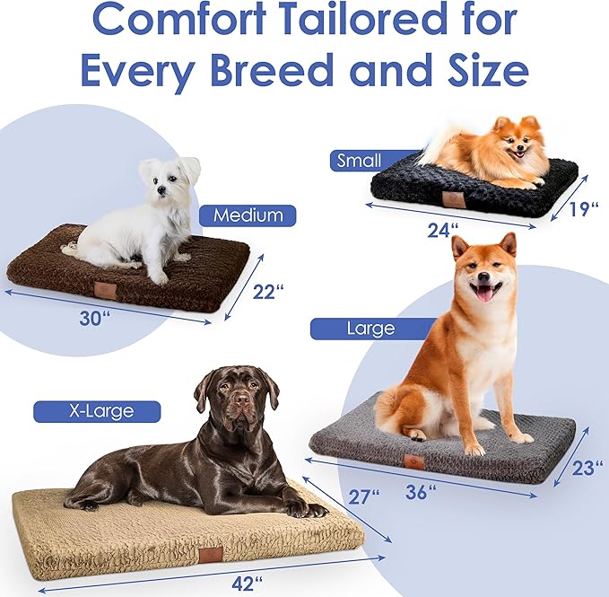 AMERICAN KENNEL CLUB Orthopedic Memory Foam Dog Crate Mat, Egg Crate Foam Cushion, Washable Cover, Non-Slip Base, Eases Joint Pain, Breathable, Durable, 42x27, Brown