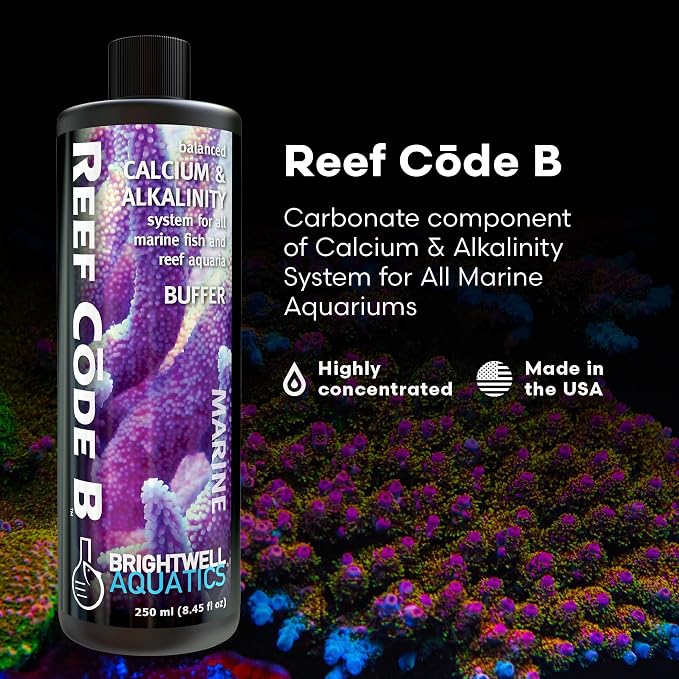 Brightwell Aquatics - Reef Code B - Balanced Calcium & Alkalinity System Water Conditioner - For All Saltwater Marine Fish & Reef Fish Tanks - Aquarium Water Treatments, 8.45 fl oz
