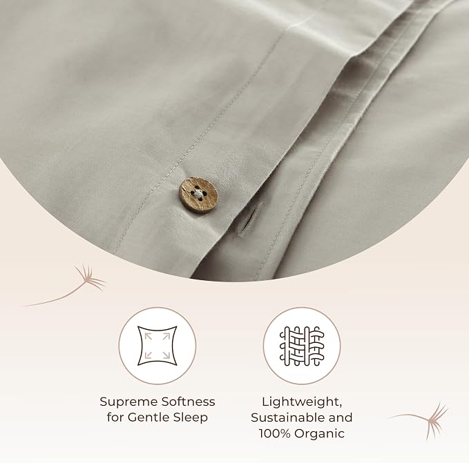 100% Organic Cotton Duvet Cover King Size - Naturally Soft Lightweight & Cooling Duvet Cover Set with Decorative Shams - Premium GOTS Certified 300 Thread Count Sateen Weave (Pewter, King)