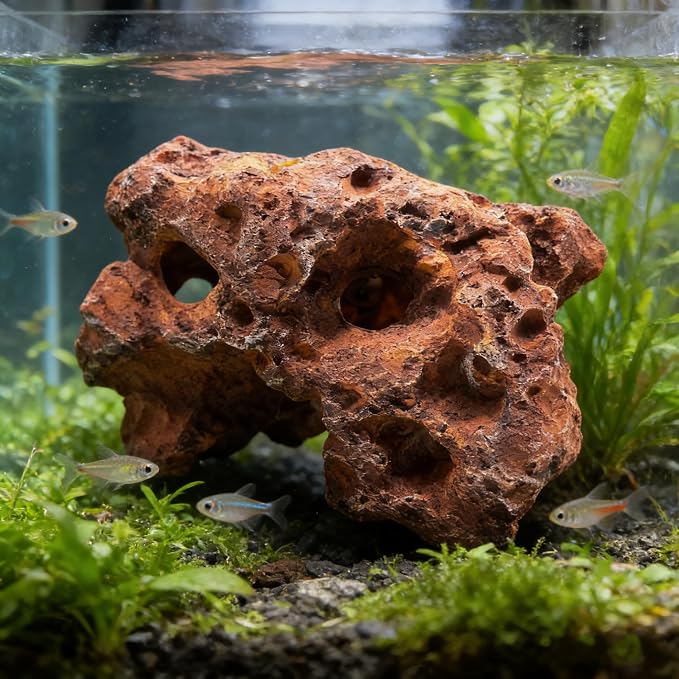 M2cbridge Large Aquarium Resin Holey Rock Hideout Mountain Hideaway Cave A | harmless resin,innovative porous design,multiple entry and exit points