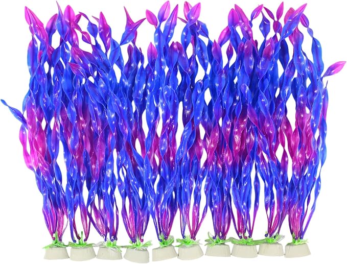 10 Pcs Artificial Aquarium Plants, Plastic Aquatic Plant Decor for Fish Tank, Stream Tank, Aquarium Landscape Decoration (30cmhd-Purple)