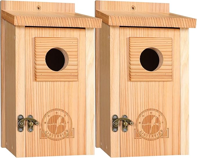 SISTERBIRD Bluebird Houses for Outside, Blue Bird Houses for Outdoors, Premium Bird House, Pack of 2 Bluebird House, Wooden Birdhouses Kits for Adults for Durable Yard Decor