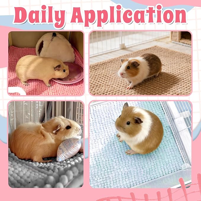 Guinea Pig Cage Liner, 8 PCS Washable Fleece Bedding Pad, Reusable Pee Pad Mat for Small Animals, Reusable Bunny Rabbit Cage Liner Hamster Chinchilla Cage Accessories 16x12 Inch