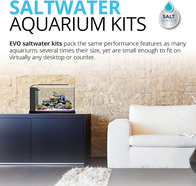 Fluval Sea Evo V Saltwater Fish Tank Aquarium Kit, Black, 5 gal, 10528A1