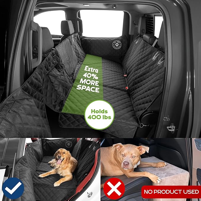 Ruff Liners XL Back Seat Extender for Dogs, Black – As Seen on Shark Tank – Flat Bridge Platform for Full-Size Trucks, Stable Base, 400lb Support, Waterproof – Rigid Back Seat Cover for Dogs