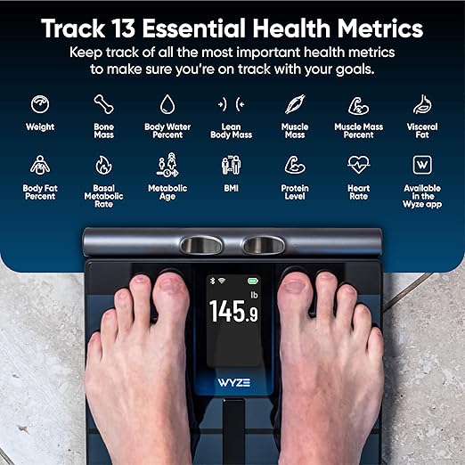 Wyze Smart Scale Ultra BodyScan with Handle – Wi-Fi & Bluetooth Body Composition Scale for Weight, BMI, Body Fat, Muscle Mass, and Segmental Measurement, 400 lbs, Black