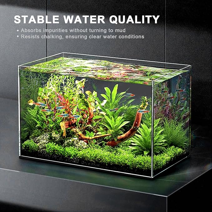 FZONE Aquarium Soil for Planted Tanks- Nutrient-Rich Aquarium Substrate for Fresh Water Live Plants, Dust-Free, Shrimp & Fish Safe，Long-Lasting pH Stable (3mm, 8L/17.64 lb, Black)