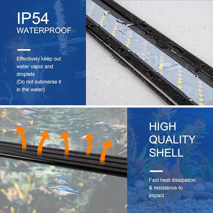 Led Aquarium Light, Full Spectrum Fish Tank Lights, 40 Gallon Freshwater Fishtank Hood Lighting for Grow Fish, Plants, Adjustable from 36 to 44 Inch