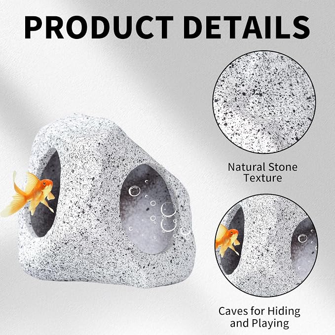 12 PCS Aquarium Decoration Cave Set, Ceramic Fish Tank Hideaway Rock | Colorful Plastic Aquarium Plants & Resin Starfish, Small Fish Tank Ornaments for Pet Fish to Hideout and Rest