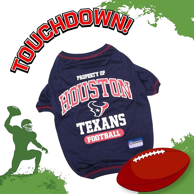 NFL Houston Texans Dog T-Shirt for Pets, Size X-Small. Officially Licensed Pet Shirt with Team Logo, Soft Stretchable Comfort Fit Apparel for Dogs & Cats