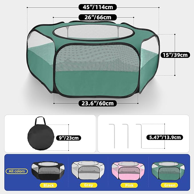 Small Animal Playpen with Mesh Cover & Waterproof Bottom Cat Tent Chicken Brooder Rabbit Guinea Pig Cage Playpen for Small Animals Indoor Outdoor Use