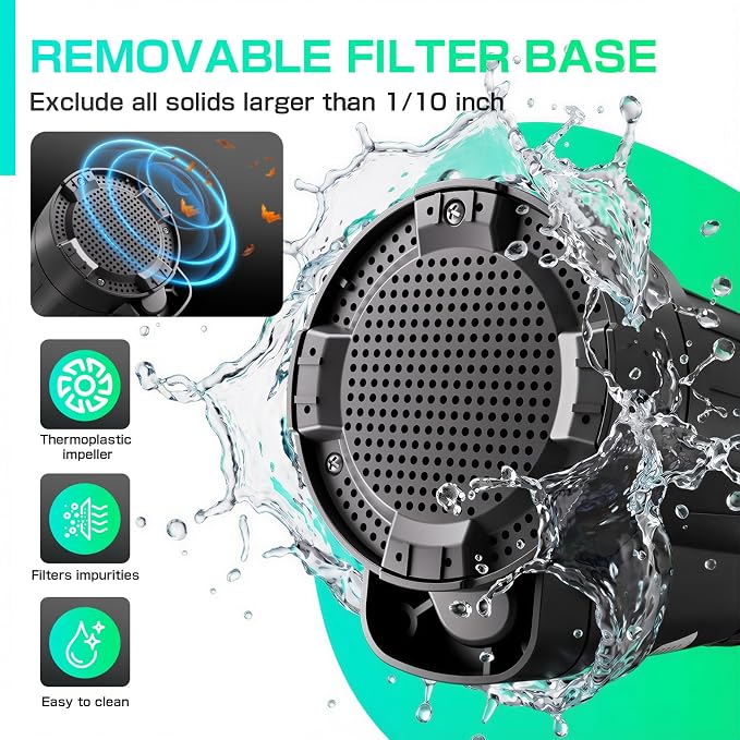 D-HONOR Sump Pump Submersible Utility Water Pump 1/3HP 2400GPH | Thermoplastic Electric Portable Transfer Drain Pump for Swimming Pool Pond Garden Basement with 3/4 IN GHT