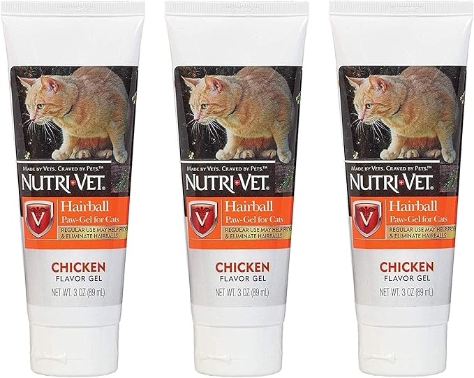 Nutri-Vet 3 Pack of Hairball Paw-Gel for Cats, 3 Ounces Each, Chicken Flavor