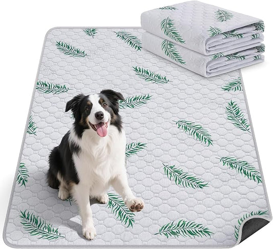 WanpeeGoo Washable Pee Pads for Dogs, 2Pack Reusable Puppy Pads, Super Absorbent & Leakproof Dog Pads, Anti-Slip Dog Pee Pads for Puppy Training & Incontinence, Leaf Pattern 32"x63"