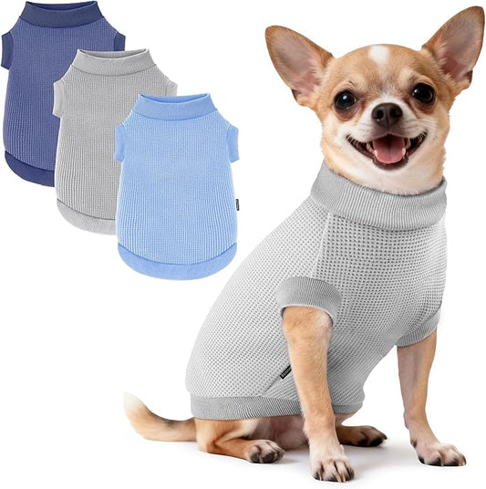 3 Pack Dog Shirt for Small Supplies Functional Waffle Dog Clothes Warm Soft Sweatshirt Outfit for Dogs Cats Pet Apparel