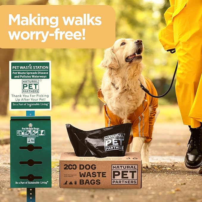 The Original Poop Bags® Commercial Bulk Dog Waste Bags, 38% Plant-Based, Flat Header with Pull-Strap, Thick & Leak-Proof, Black, 2000 Count