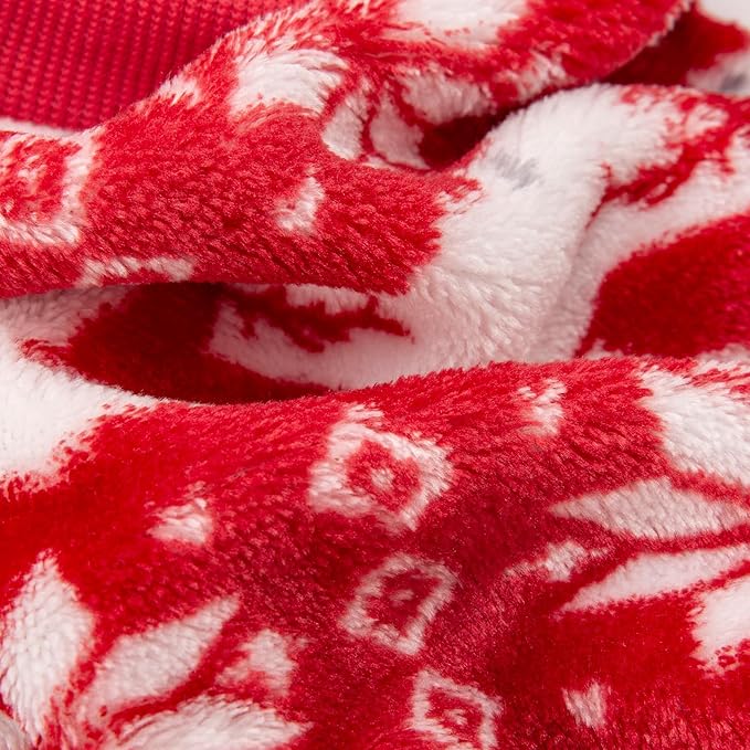 POMIU Dog Sweater, Dog Sweaters for Small Medium Dogs or Cat, Warm Soft Flannel Pet Clothes for Dogs Girl or Boy, Dog Shirt Coat Jacket (Xmas Red+Xmas White, Large)