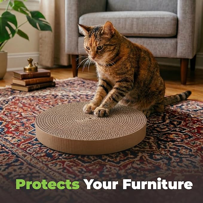 Best Pet Supplies Catify Cat Scratcher, Fun Interactive Scratchers, Posts, Poles, Claw Safe, Furniture Saver Indoor Play Support Natural Cat Behaviors Heavy Duty - 3 Pack Round, 10 x 10