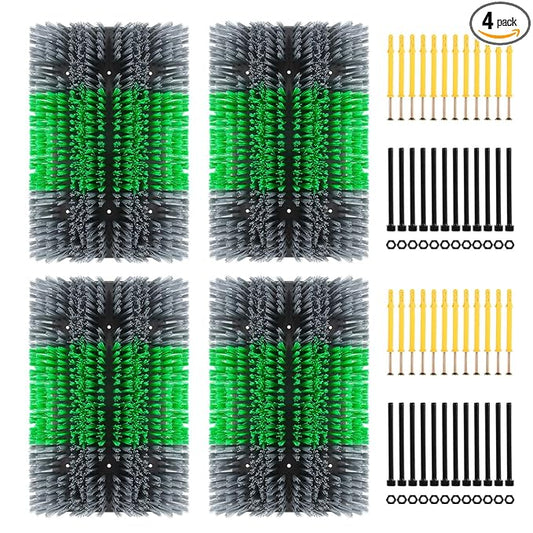 Extra Large Size Livestock Scratching Brush, Upgraded Horse/Goat/Cow/Cattle Scratcher Brush for Grooming, Itch Relief Horse Scratcher Brushes Kit with Two Sets of Mounting Screws(4-Pack,Gray)